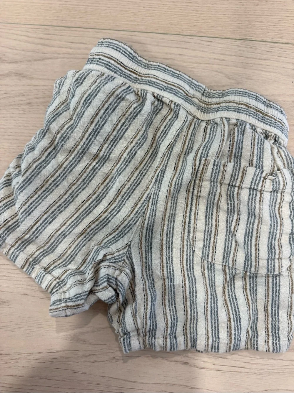 Rylee + Cru Cream and Blue Striped Kids Shorts | 4-5Y